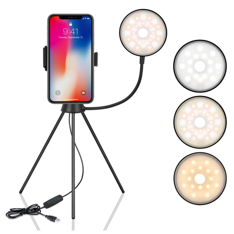 NS-08 maquillaje en vivo Selfie anillo de luz de relleno fotografía LED regulable lámpara de anillo con soporte de trípode para teléfono