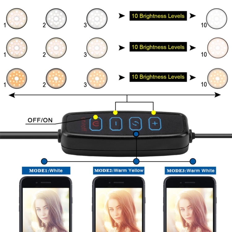 NS-08 maquillaje en vivo Selfie anillo de luz de relleno fotografía LED regulable lámpara de anillo con soporte de trípode para teléfono