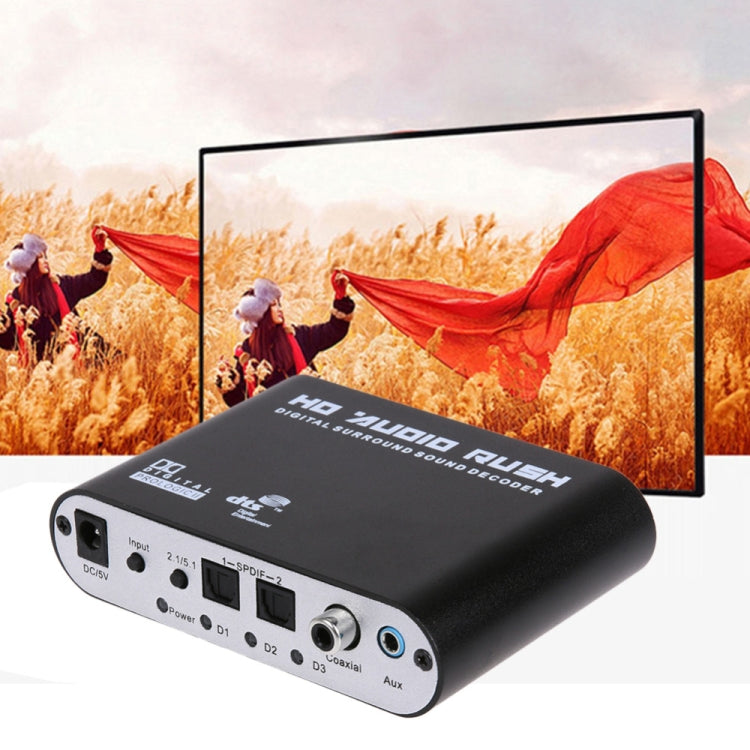 Decodificador de Audio SPDIF Coaxial a RCA DTS AC3, amplificador Digital óptico de 5.1 canales, convertidor analógico y amplificador de Audio HD