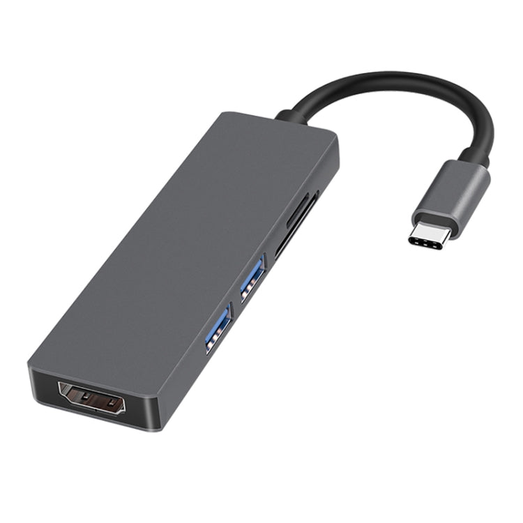 5 en 1 Tipo-c a HDMI + 2 x USB 3.0 + Adaptador HUB de ranura para tarjeta SD / TF, HDMI + 2 x USB 3.0 + SD / TF Card Slot