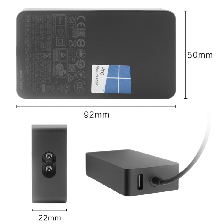 cargador del adaptador de CA de 36W 12V 2.58A/5V 1A para Microsoft Surface Pro 3/4, enchufe de los E.E.U.U.