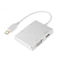 WS-03 4 en 1 USB 3.0 a VGA + HDMI + DVI + Convertidor Ethernet de tarjeta de red RJ45