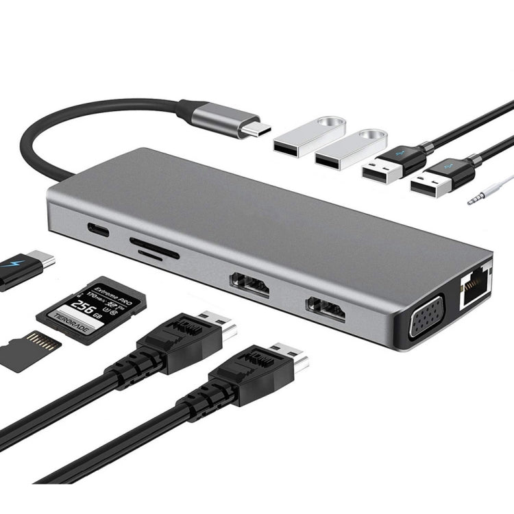 Estación de acoplamiento multifunción para computadora portátil tipo C WS-04 12 en 1, 12 in 1