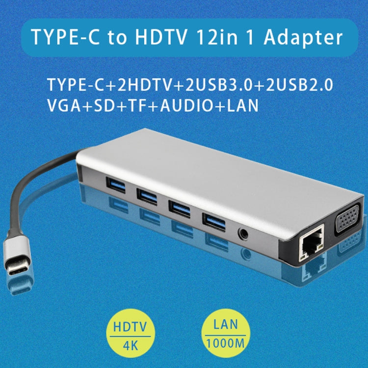 Estación de acoplamiento multifunción para computadora portátil tipo C WS-04 12 en 1, 12 in 1