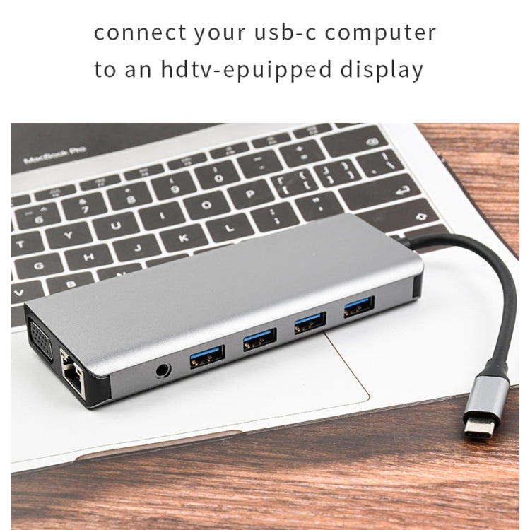 Estación de acoplamiento multifunción para computadora portátil tipo C WS-04 12 en 1, 12 in 1
