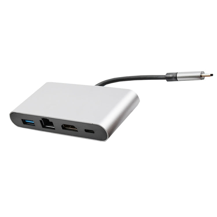 Estación de acoplamiento multifuncional del convertidor WS-07 Type-C 3.1 a RJ45 + HDMI + USB3.0 + PD 4 en 1, WS-07