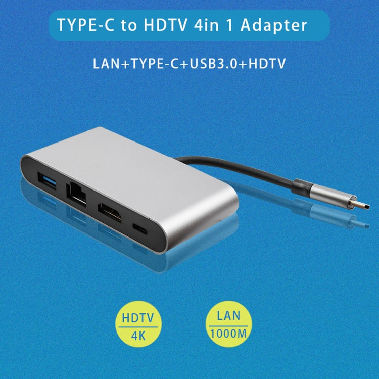 Estación de acoplamiento multifuncional del convertidor WS-07 Type-C 3.1 a RJ45 + HDMI + USB3.0 + PD 4 en 1, WS-07