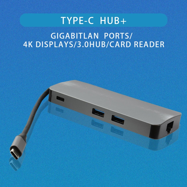 WS-11 8 en 1 Tipo-C a HDMI + VGA + SD + TF + RJ45 + PD + 2 x USB3.0 HUB Adaptador Convertidor