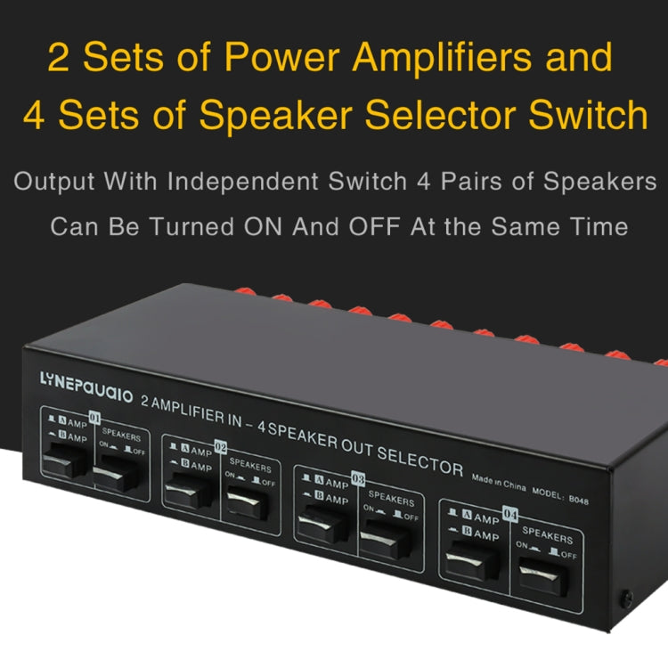 AMPLIFICADOR DE POTENCIA 2 en 4 salidas, conmutador de altavoz, comparador divisor, 300W por canal sin pérdida de calidad de sonido, B048