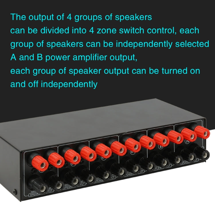 AMPLIFICADOR DE POTENCIA 2 en 4 salidas, conmutador de altavoz, comparador divisor, 300W por canal sin pérdida de calidad de sonido, B048