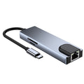 Adaptador 6 en 1 Tipo-C a HDMI + RJ45 + SD / TF + PD + HUB USB
