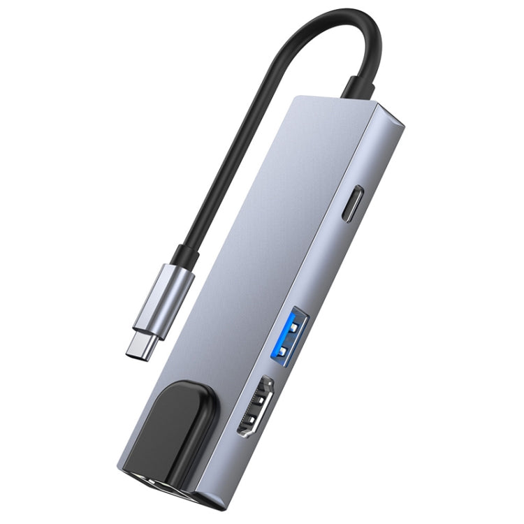 Adaptador 6 en 1 Tipo-C a HDMI + RJ45 + SD / TF + PD + HUB USB