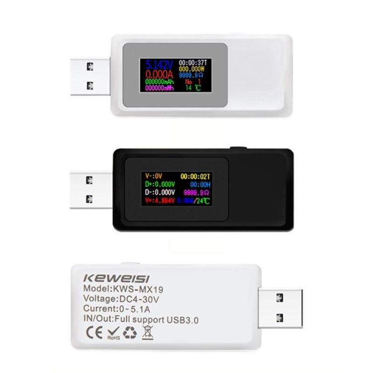 Keweisi KWS-MX19 Probador USB DC 4V-30V 0-5A Detector de voltaje actual, KWS-MX19