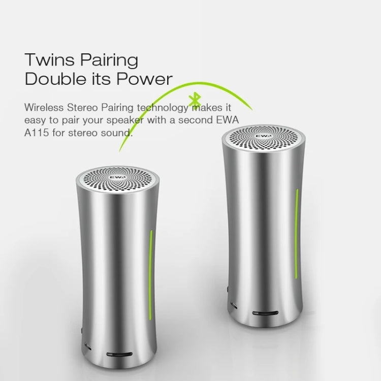 EWA A115 Altavoz Bluetooth de metal portátil 105H Subwoofer estéreo de alta fidelidad para exteriores
