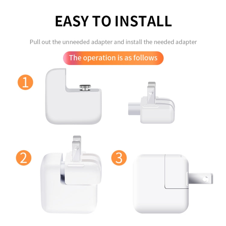 Adaptador de corriente XJ01 de 2 piezas para cargador de iPad 10W 12W y cargador de serie MacBook, enchufe de EE. UU., US Plug