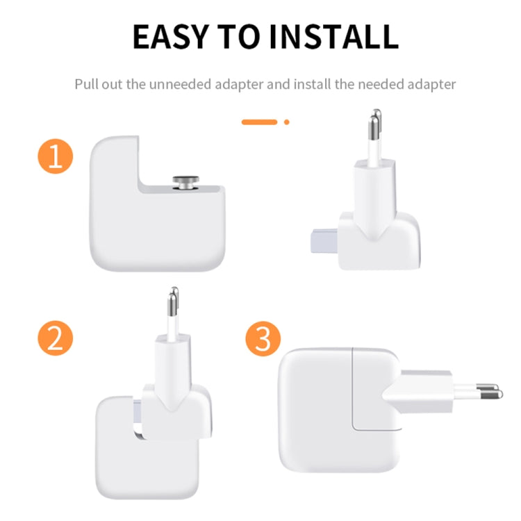 Adaptador de corriente XJ01 de 2 piezas para cargador iPad 10W 12W y cargador serie MacBook, enchufe de la UE, EU Plug