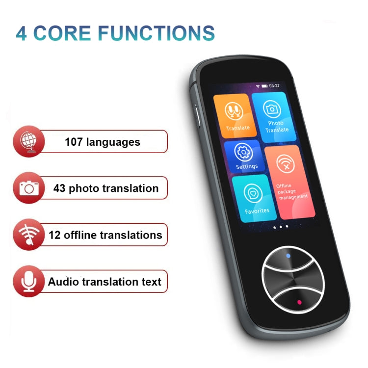 V10 Traductor inteligente con pantalla táctil de 3,0 pulgadas 107 idiomas con traducción sin conexión/traducción de fotos