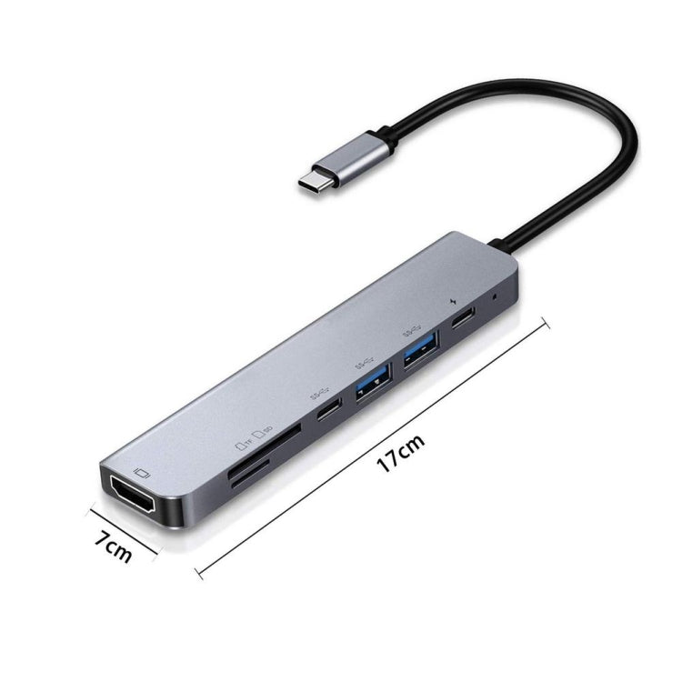 Adaptador divisor multifunción 7 en 1 tipo C a HDMI + SD/TF + 2 x tipo C + 2 x USB3.0