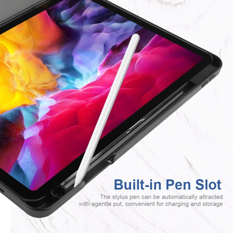 ENKAY Funda de TPU a prueba de golpes con 3 pliegues Funda de cuero de PU con textura Custer con ranura para lápiz y soporte y función de reposo / activación para iPad Pro 11 2021/2020