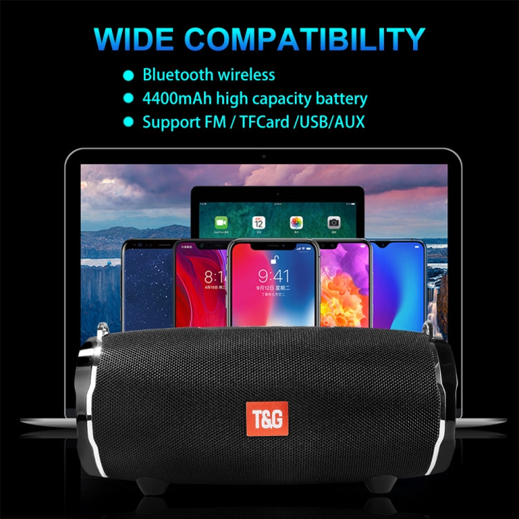T&G TG187 Altavoz Bluetooth envolvente de bajos inalámbrico portátil a prueba de agua con correa para el hombro, compatible con tarjeta FM / TF