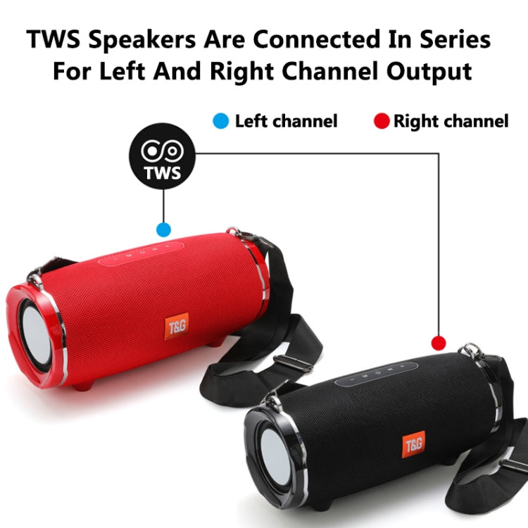 T&G TG187 Altavoz Bluetooth envolvente de bajos inalámbrico portátil a prueba de agua con correa para el hombro, compatible con tarjeta FM / TF