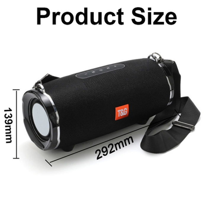 T&G TG187 Altavoz Bluetooth envolvente de bajos inalámbrico portátil a prueba de agua con correa para el hombro, compatible con tarjeta FM / TF