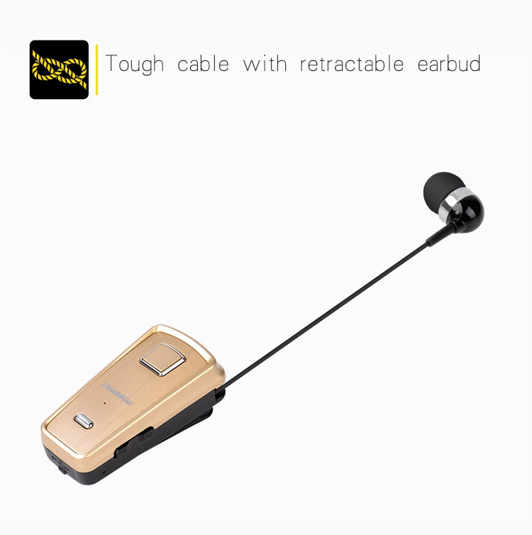 F980 CSR4.1 Cable retráctil Llamador Vibración Recordatorio Auriculares Bluetooth antirrobo, Black, White, Silver, Gold