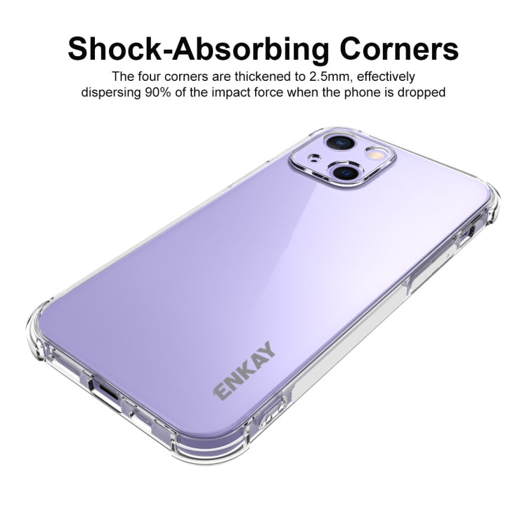 Hat-Prince ENKAY Clear TPU Estuche suave a prueba de golpes Cubierta de protección contra caídas + Cobertura completa Película protectora de vidrio templado, For iPhone 13 mini, For iPhone 13, For iPhone 13 Pro, For iPhone 13 Pro Max