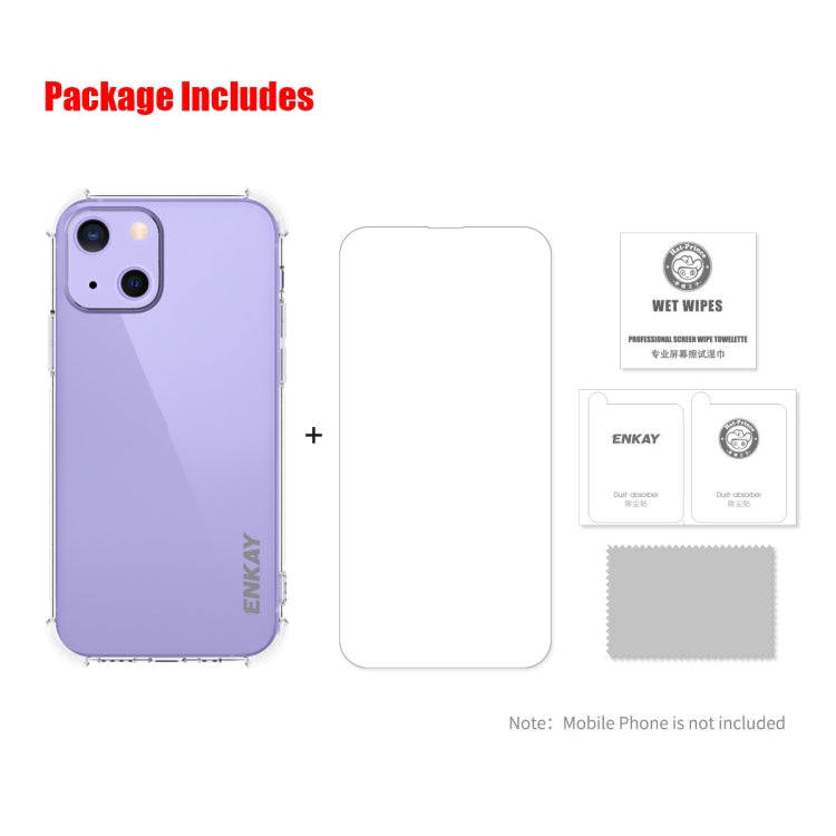 Hat-Prince ENKAY Clear TPU Estuche suave a prueba de golpes Cubierta de protección contra caídas + Clear HD Película protectora de vidrio templado, For iPhone 13 mini, For iPhone 13, For iPhone 13 Pro, For iPhone 13 Pro Max