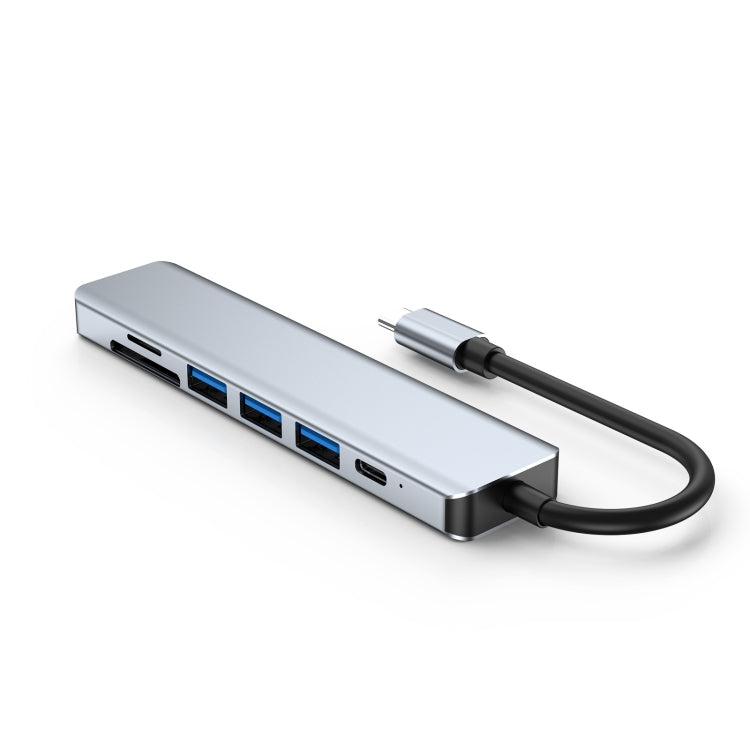 Estación de acoplamiento 7 en 1 HDMI+SD/TF+USB2.0x2+USB3.0+PD a HUB tipo C, 7 In 1 Station