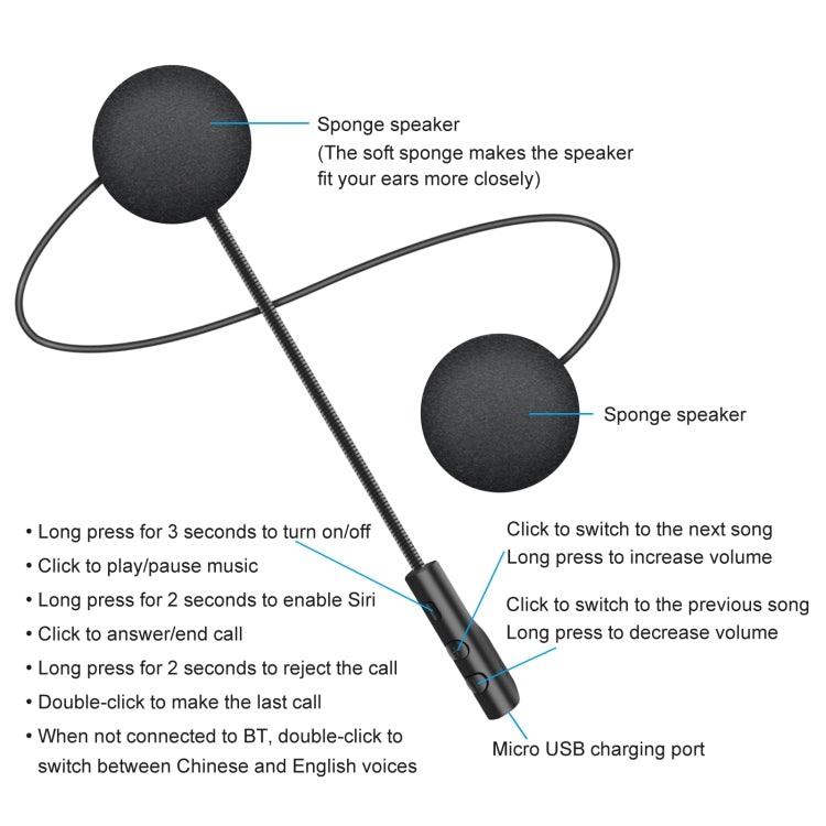 Auriculares Bluetooth para casco de motocicleta T4 BT 5.0 estéreo que se conectan automáticamente para admitir SIRI, T4