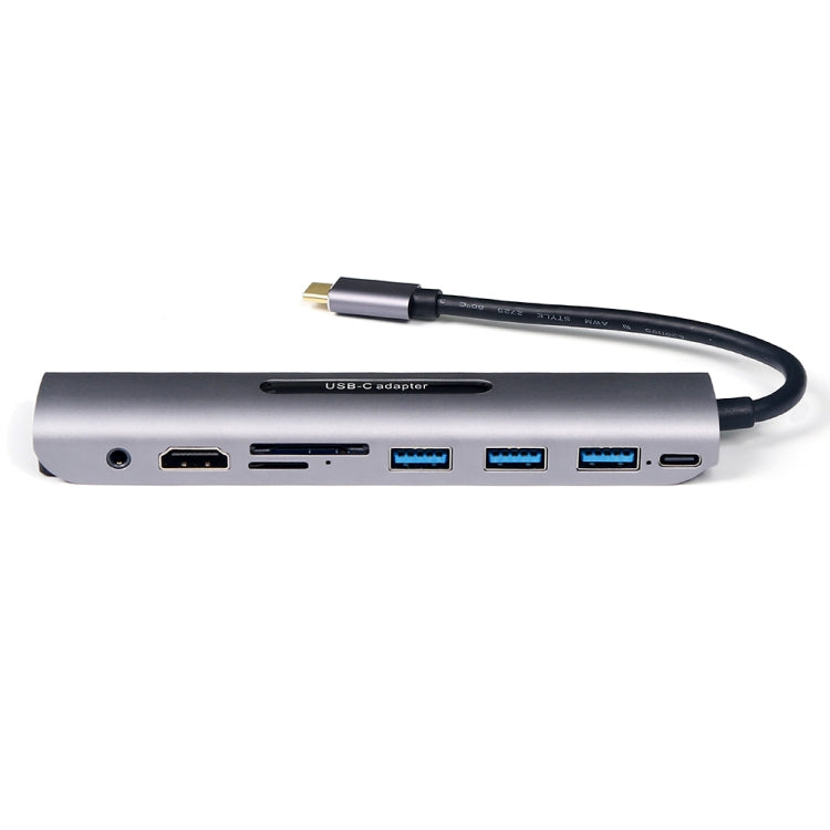 V161B 9 en 1 Tipo-C a HD / VGA / USB3.0 / SD / Audio de 3,5 mm / Lector de tarjetas TF HUB, V161B