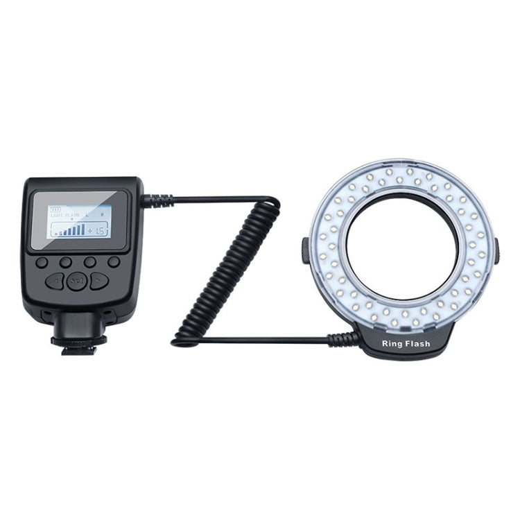 Anillo de luz LED macro HD-130 con anillo adaptador de 8 tamaños diferentes (40,5 / 52 / 55 / 58 / 62 / 67 / 72 / 77 mm) y 3 difusores de color