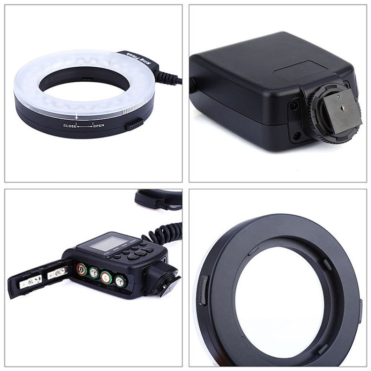Anillo de luz LED macro HD-130 con anillo adaptador de 8 tamaños diferentes (40,5 / 52 / 55 / 58 / 62 / 67 / 72 / 77 mm) y 3 difusores de color