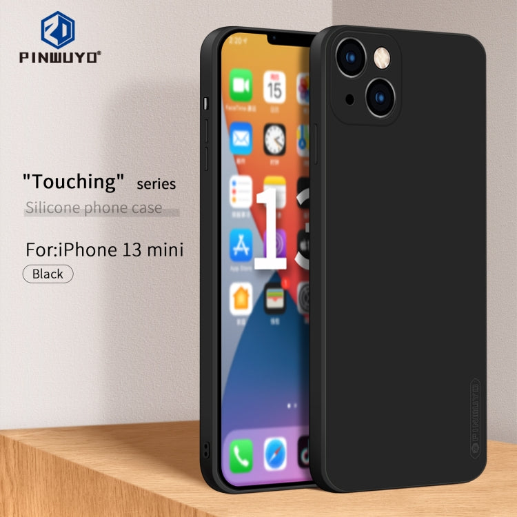 PINWUYO Touching Series Funda de silicona líquida TPU a prueba de golpes, For iPhone 13 mini