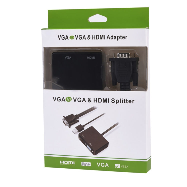 Adaptador VGA a HDMI Divisor VGA con convertidor de audio de 3,5 mm
