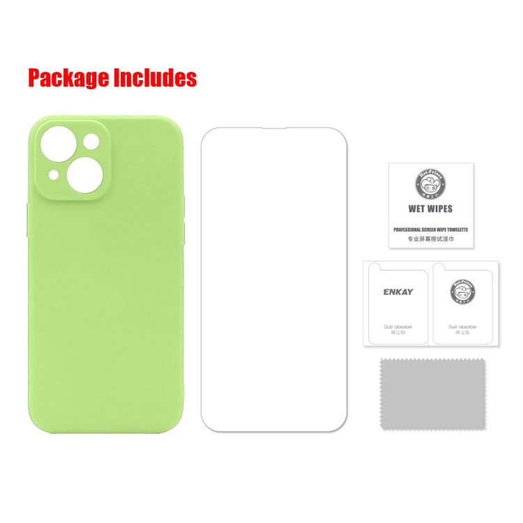 Hat-Prince ENKAY Funda protectora de silicona líquida a prueba de golpes Funda protectora contra caídas + Protector de pantalla de vidrio templado 9H para iPhone 13