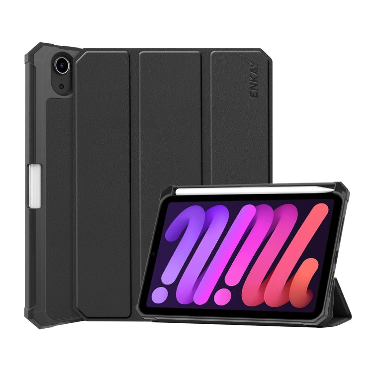 ENKAY Custer Texture Horizontal Flip PU + TPU Funda de cuero con soporte de tres pliegues y función de reposo / activación y portalápices para iPad mini 6 2021, For iPad mini 6 2021