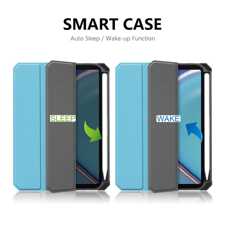 ENKAY Custer Texture Horizontal Flip PU + TPU Funda de cuero con soporte de tres pliegues y función de reposo / activación y portalápices para iPad mini 6 2021, For iPad mini 6 2021