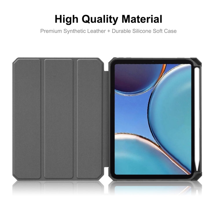 ENKAY Custer Texture Horizontal Flip PU + TPU Funda de cuero con soporte de tres pliegues y función de reposo / activación y portalápices para iPad mini 6 2021, For iPad mini 6 2021