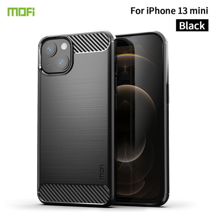 Funda de TPU suave de fibra de carbono con textura cepillada de la serie Gentleness de MOFI, For iPhone 13 mini, For iPhone 13, For iPhone 13 Pro, For iPhone 13 Pro Max