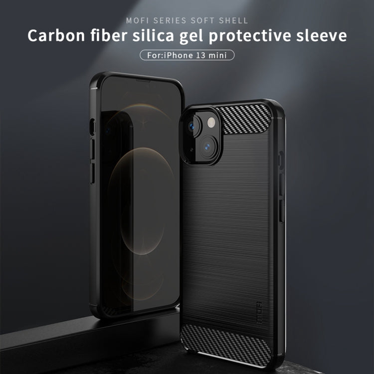 Funda de TPU suave de fibra de carbono con textura cepillada de la serie Gentleness de MOFI, For iPhone 13 mini, For iPhone 13, For iPhone 13 Pro, For iPhone 13 Pro Max