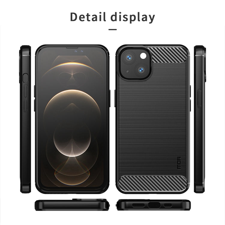 Funda de TPU suave de fibra de carbono con textura cepillada de la serie Gentleness de MOFI, For iPhone 13 mini, For iPhone 13, For iPhone 13 Pro, For iPhone 13 Pro Max