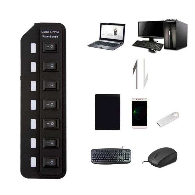 Divisor de conmutación independiente HUB USB 3.0 de 7 puertos, Splitter