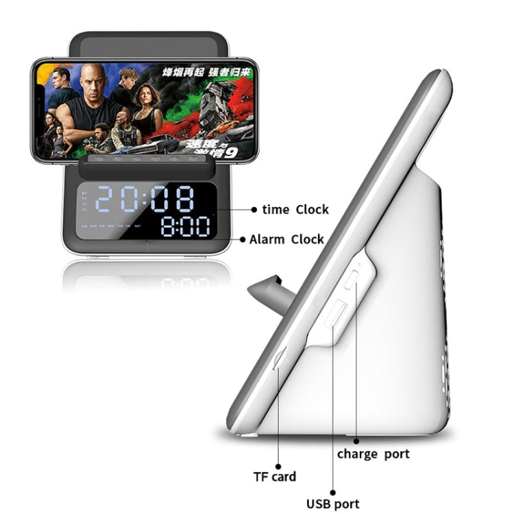 AEC BT512 Altavoz Bluetooth multifuncional 10W Cargador inalámbrico LED Reloj despertador electrónico de escritorio