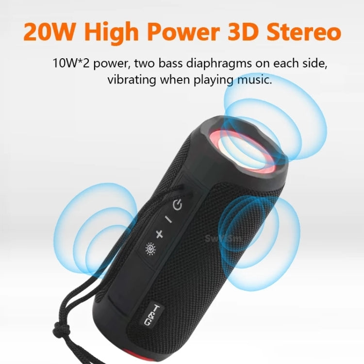 T&G TG227 Altavoz de música Bluetooth impermeable portátil para exteriores con soporte LED FM / TF / USB