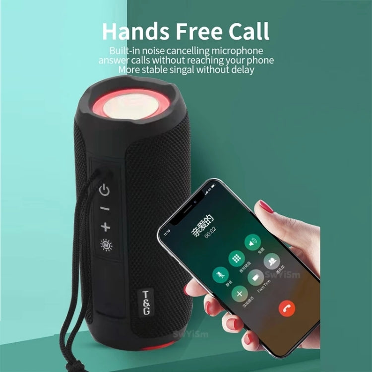 T&G TG227 Altavoz de música Bluetooth impermeable portátil para exteriores con soporte LED FM / TF / USB