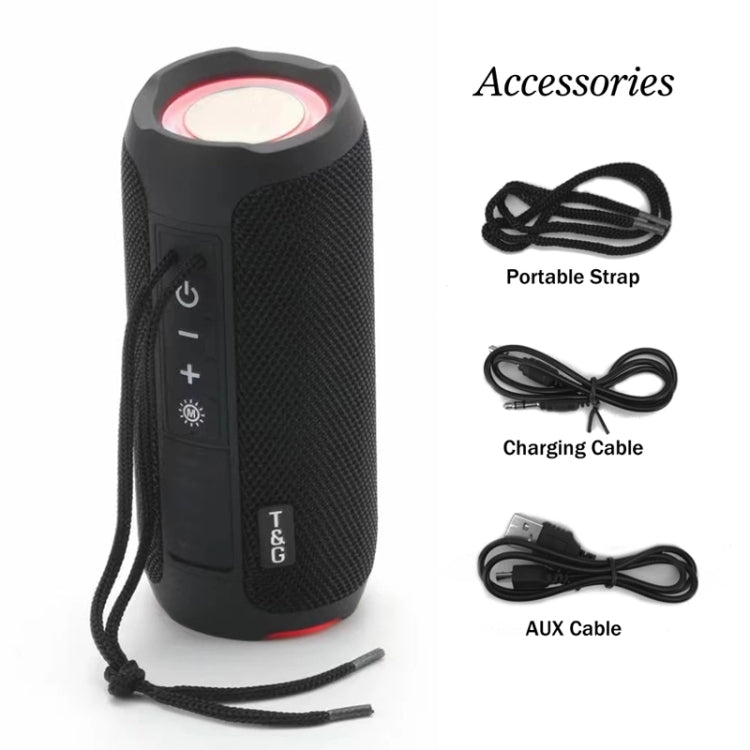 T&G TG227 Altavoz de música Bluetooth impermeable portátil para exteriores con soporte LED FM / TF / USB