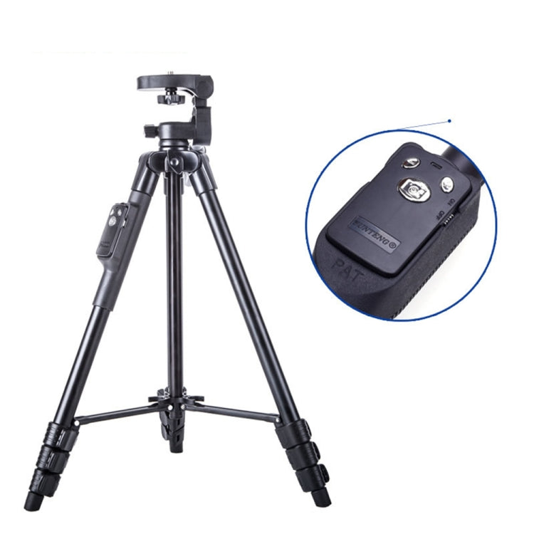 YUNTENG VCT-5218 Soporte para trípode de aluminio con control remoto Bluetooth y abrazadera para teléfono y cabezal de 3 vías, VCT-5218