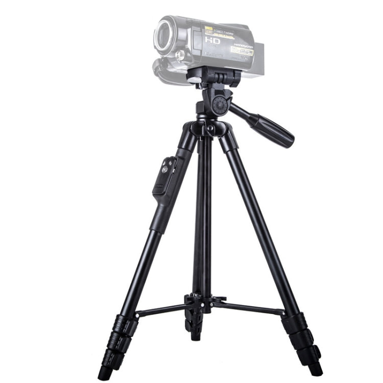 YUNTENG VCT-5218 Soporte para trípode de aluminio con control remoto Bluetooth y abrazadera para teléfono y cabezal de 3 vías, VCT-5218